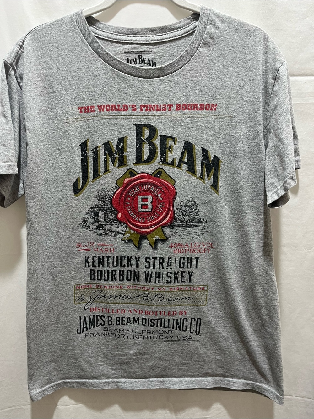 Jim Beam Bourbon Vintage Graphic Tee Gray Large Mad Engine size L